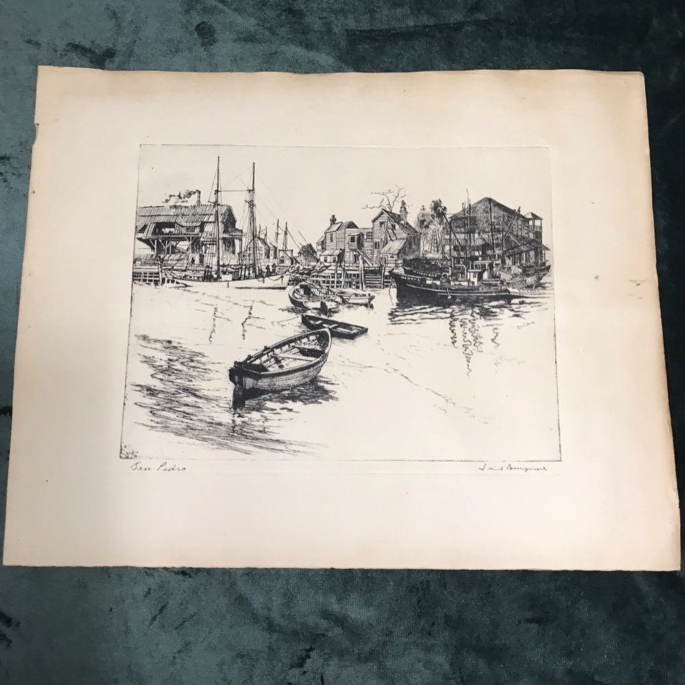 Lionel Barrymore Vintage 1960's Talio-Chrome Etching Print San Pedro 12" x 16"